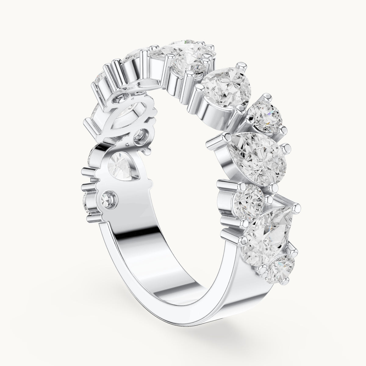 Pear and round lab-grown diamond anniversary band in white gold, 1.88 CT TW, view 1