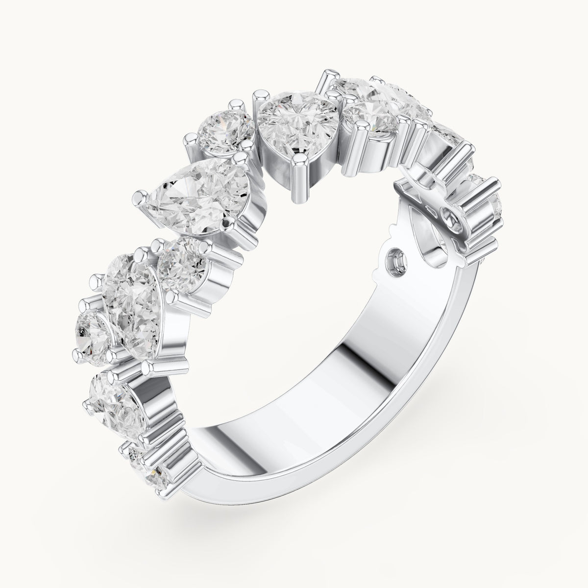 Pear and round lab-grown diamond anniversary band in white gold, 1.88 CT TW, view 2