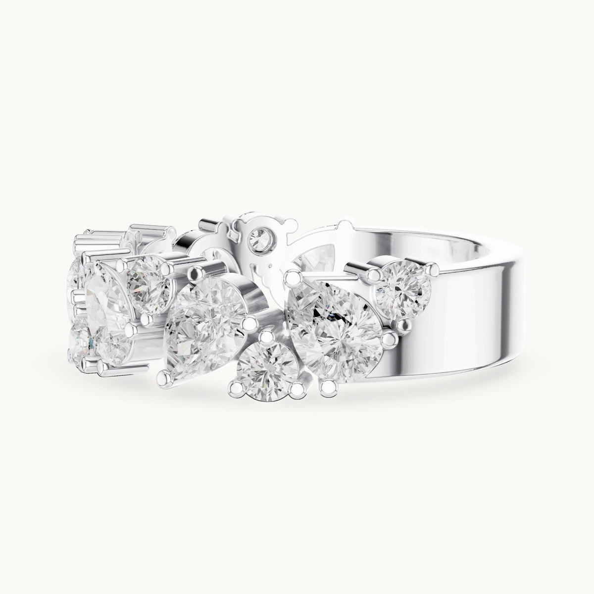Pear and round lab-grown diamond anniversary band in white gold, 1.88 CT TW, view 3