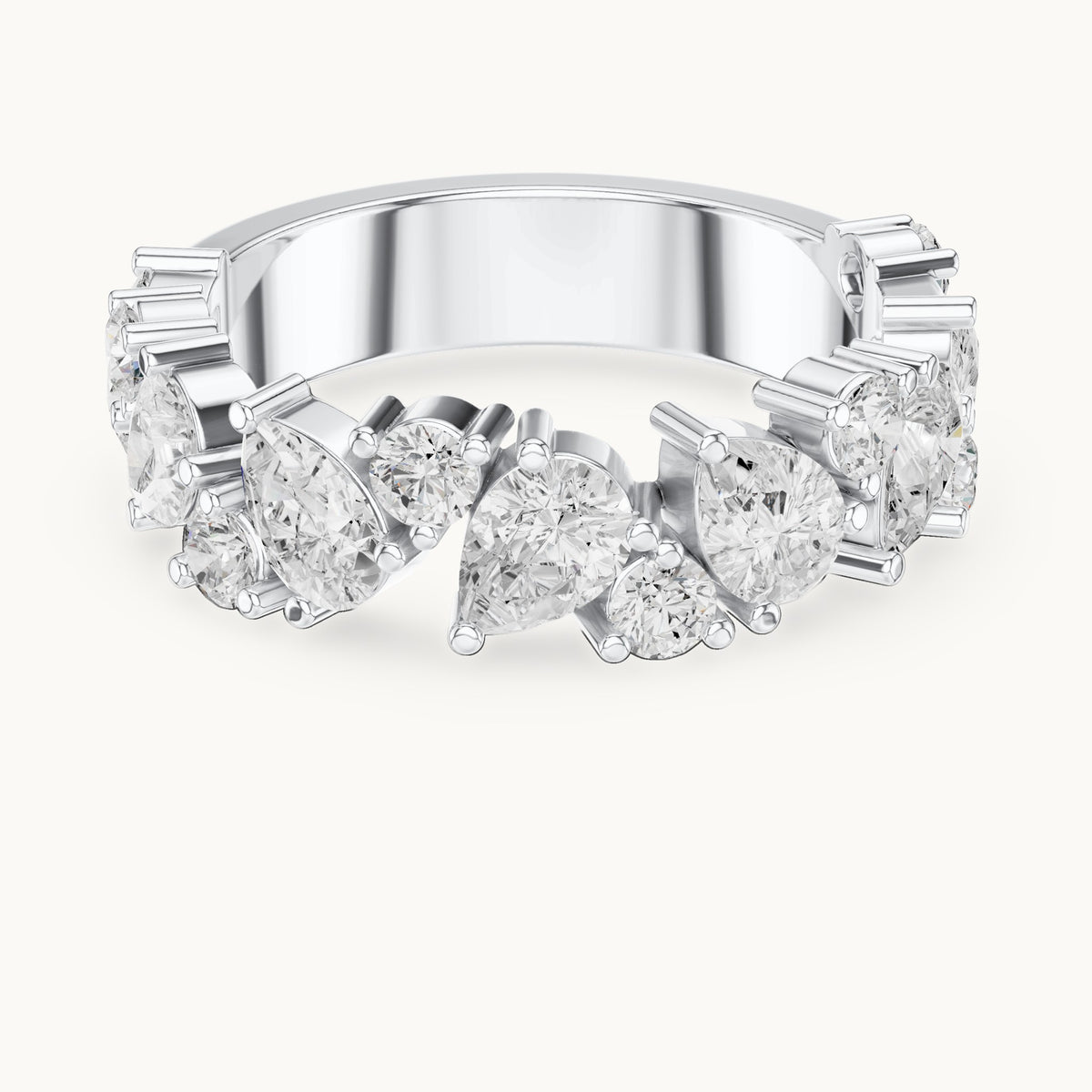 Pear and round lab-grown diamond anniversary band in white gold, 1.88 CT TW, view 4