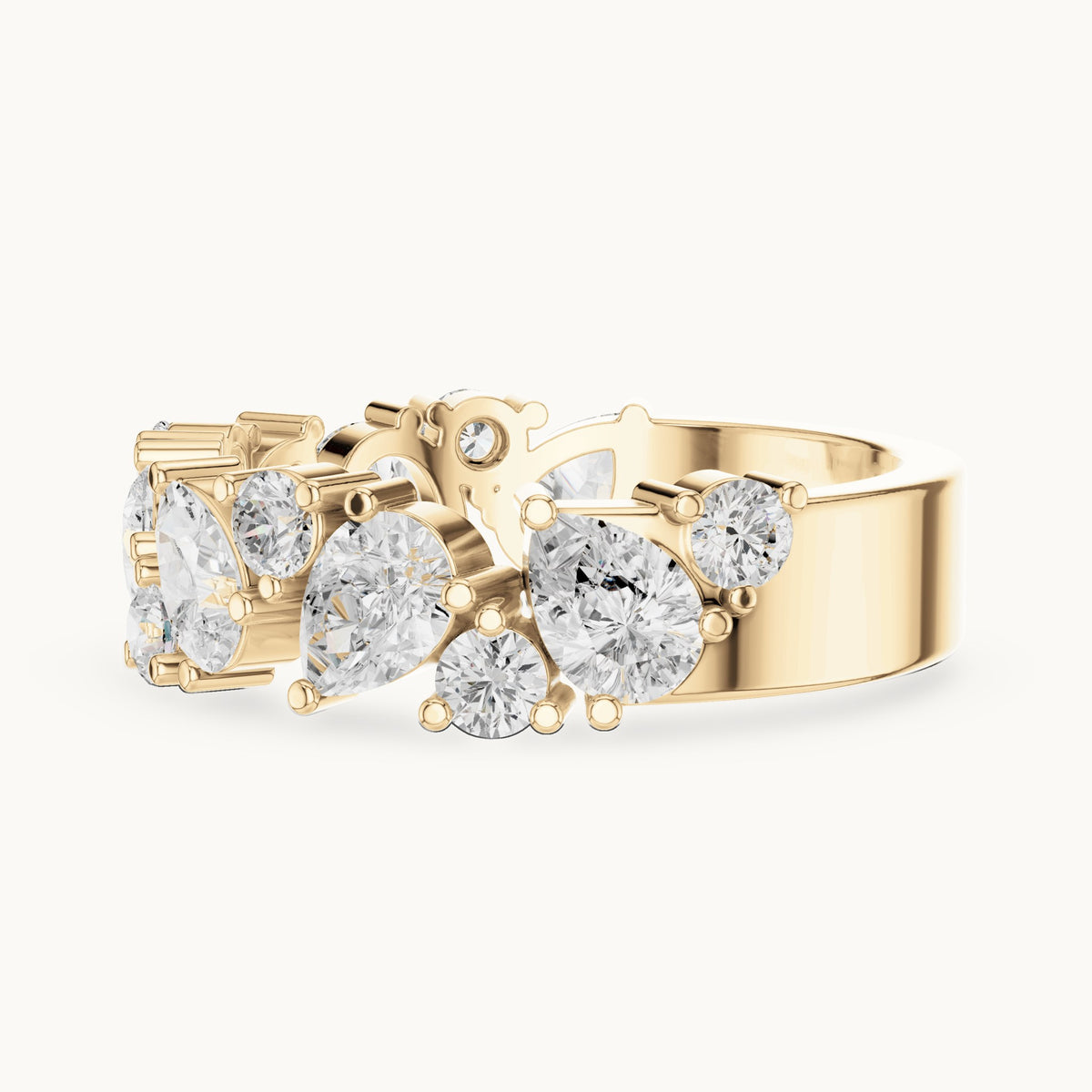 Pear and round lab-grown diamond anniversary band in yellow gold, 1.88 CT TW, view 3