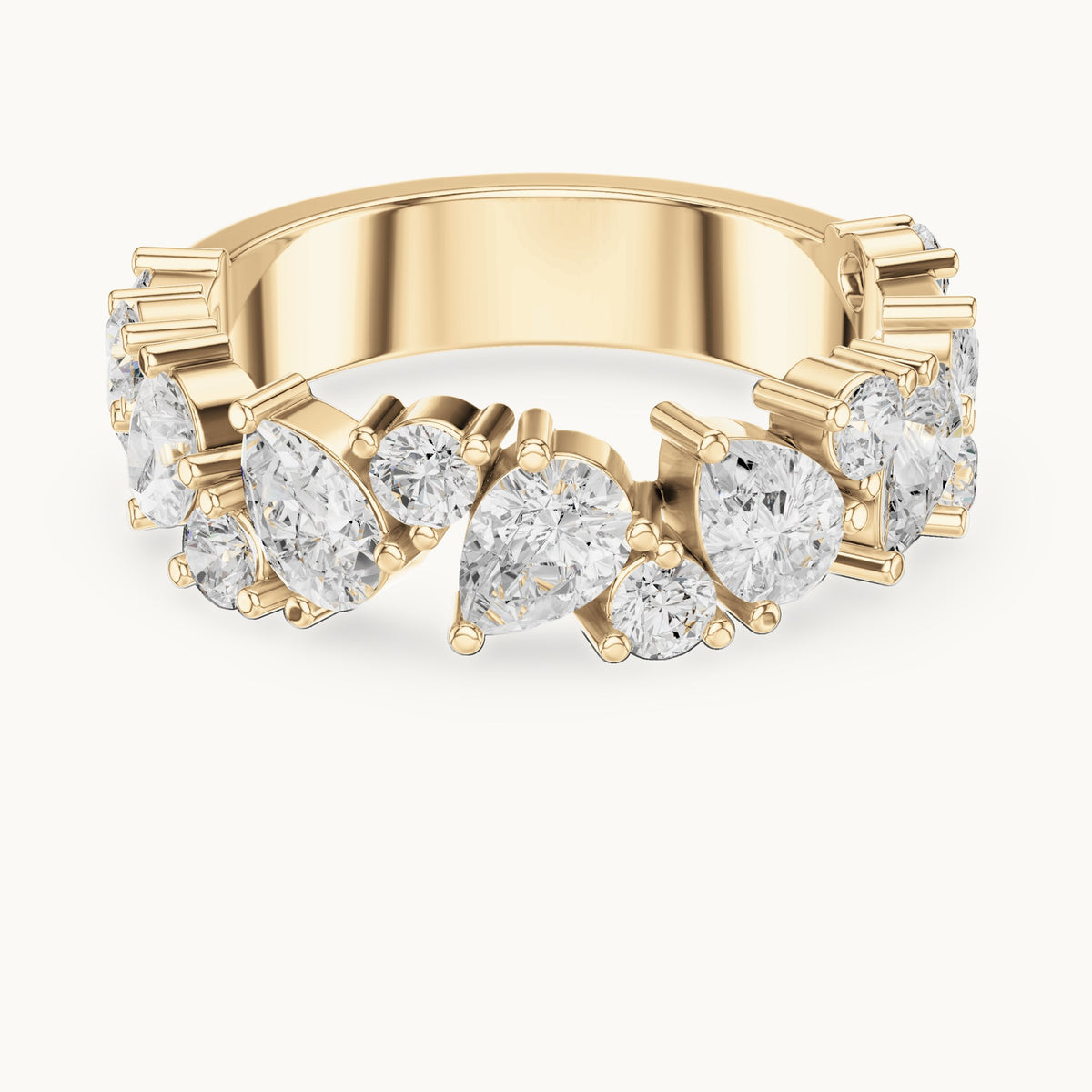 Pear and round lab-grown diamond anniversary band in yellow gold, 1.88 CT TW, view 4