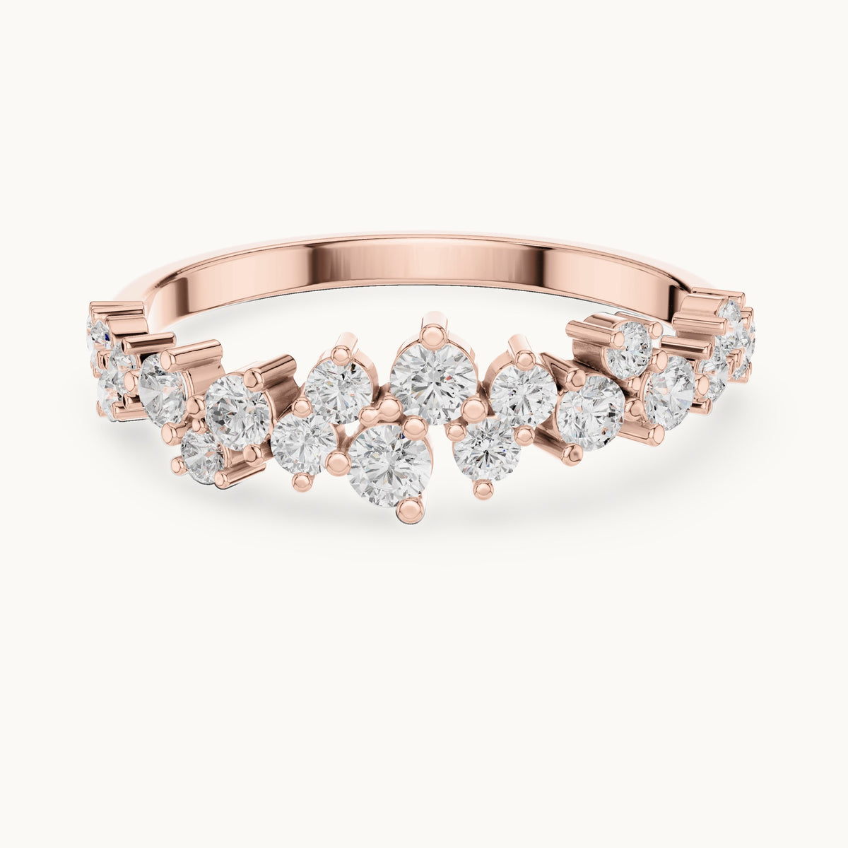 Round lab-grown diamond scattered cluster anniversary band in rose gold, 0.54 CT TW, view 4
