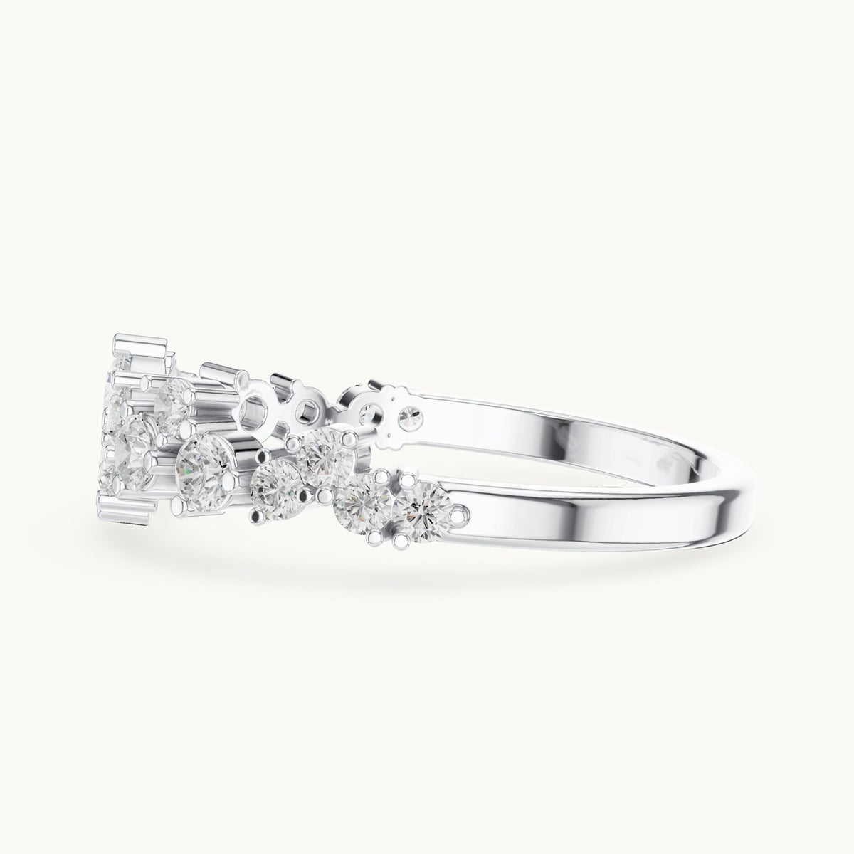 Round lab-grown diamond scattered cluster anniversary band in white gold, 0.54 CT TW, view 3