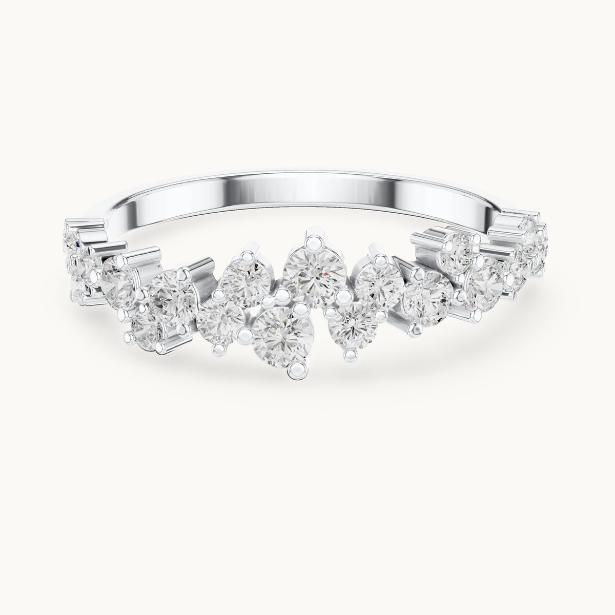 Round lab-grown diamond scattered cluster anniversary band in white gold, 0.54 CT TW, view 4