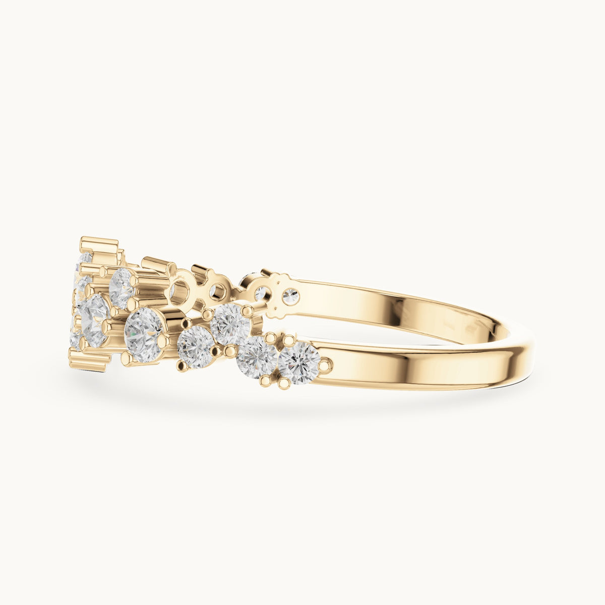 Round lab-grown diamond scattered cluster anniversary band in yellow gold, 0.54 CT TW, view 3