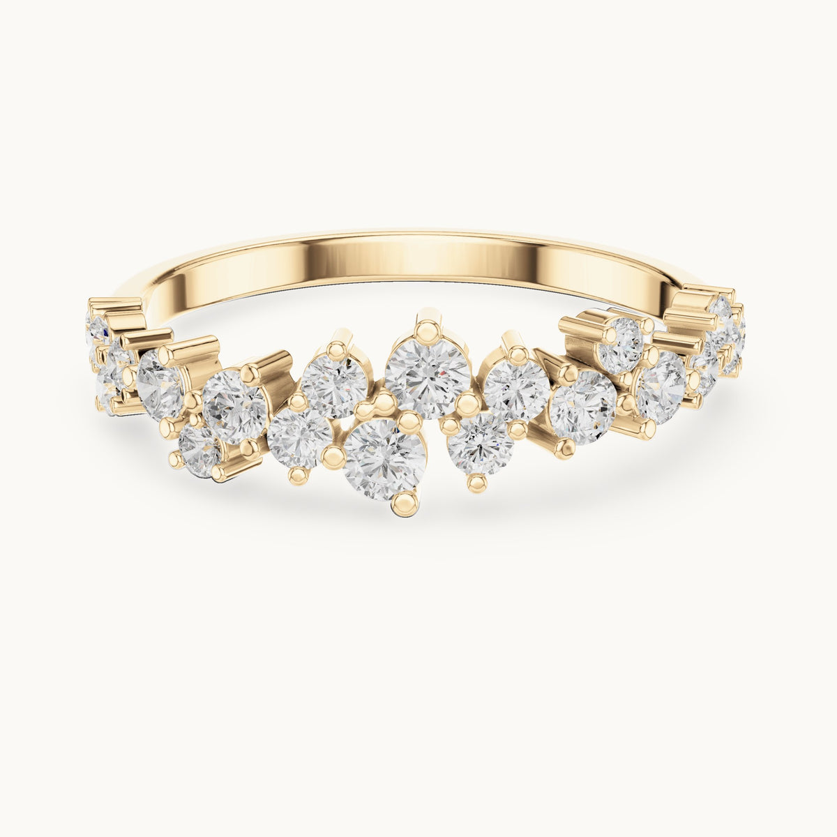 Round lab-grown diamond scattered cluster anniversary band in yellow gold, 0.54 CT TW, view 4