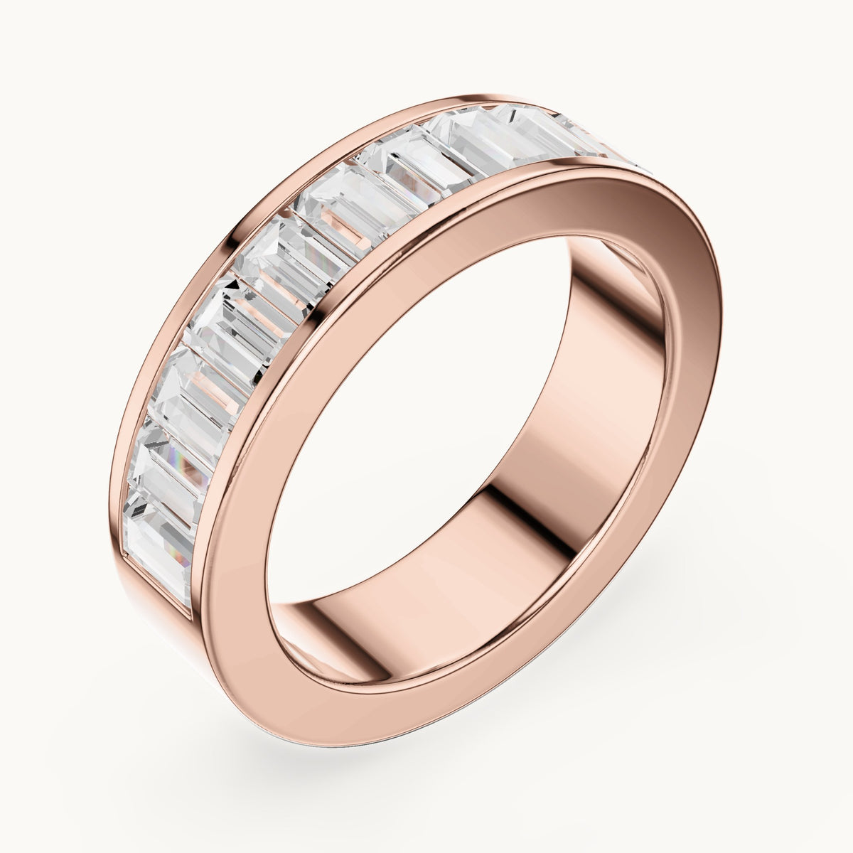 Baguette lab-grown diamond channel-set wide band in rose gold, 2.20 CT TW, view 2