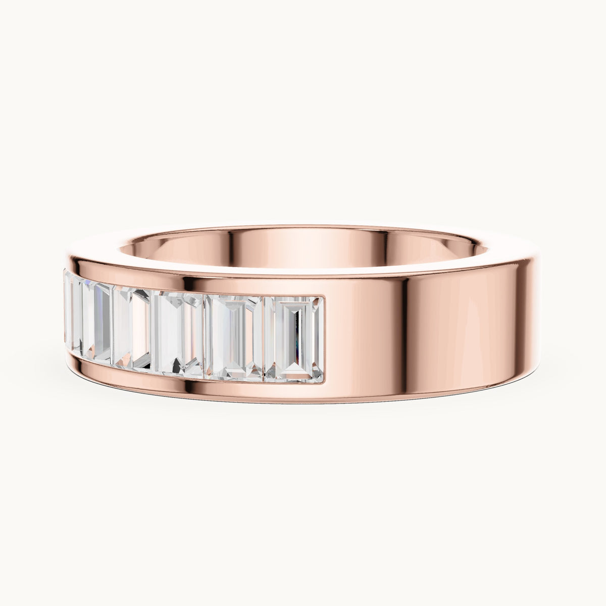 Baguette lab-grown diamond channel-set wide band in rose gold, 2.20 CT TW, view 3