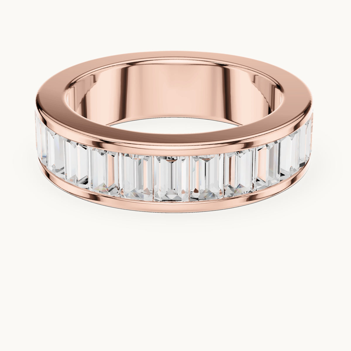 Baguette lab-grown diamond channel-set wide band in rose gold, 2.20 CT TW, view 4
