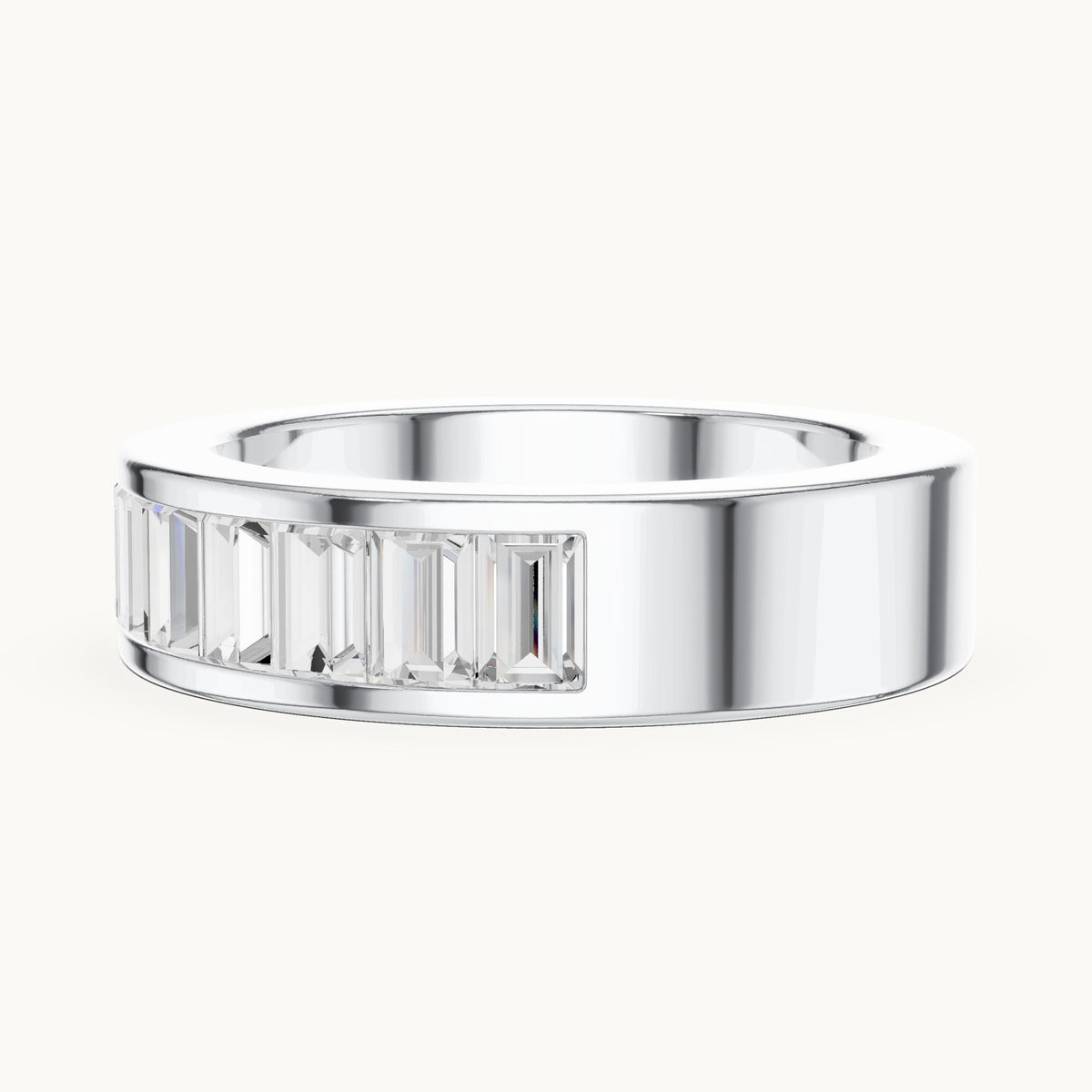 Baguette lab-grown diamond channel-set wide band in white gold, 2.20 CT TW, view 3