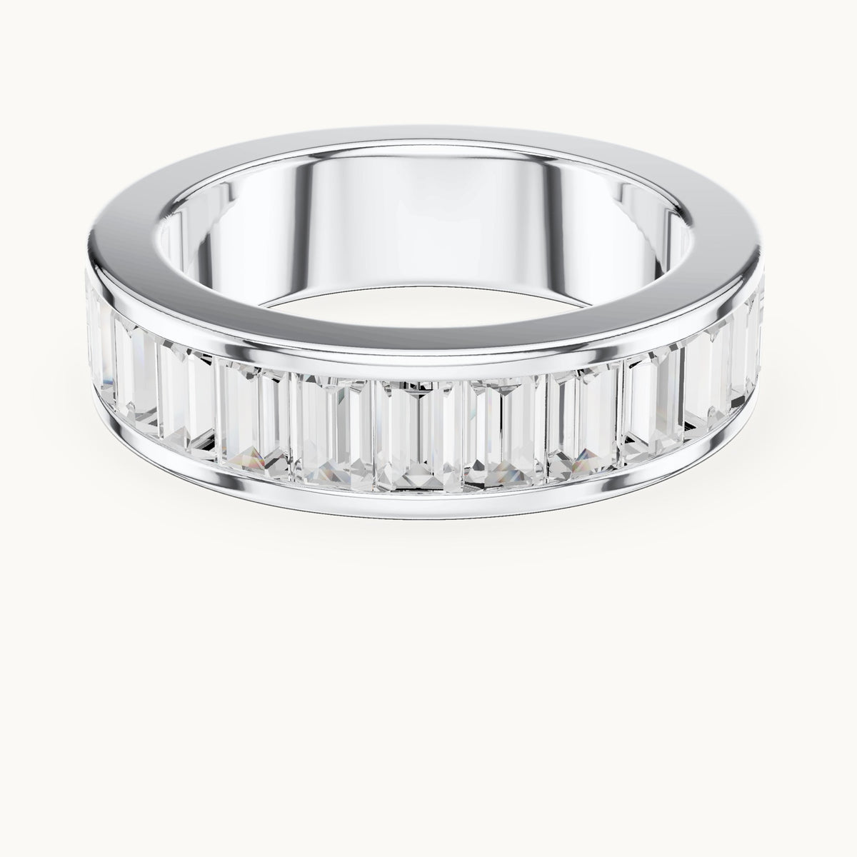 Baguette lab-grown diamond channel-set wide band in white gold, 2.20 CT TW, view 4