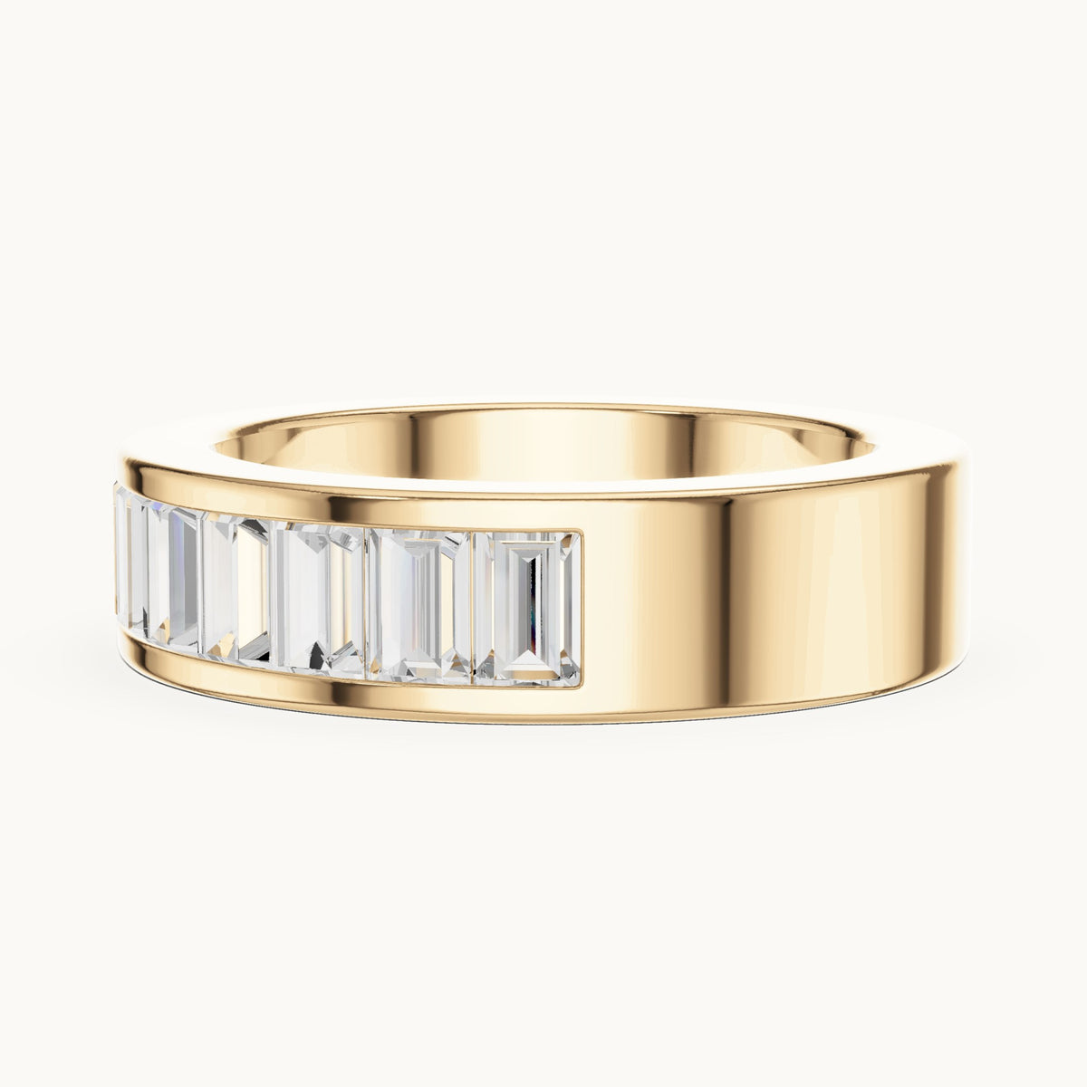 Baguette lab-grown diamond channel-set wide band in yellow gold, 2.20 CT TW, view 3