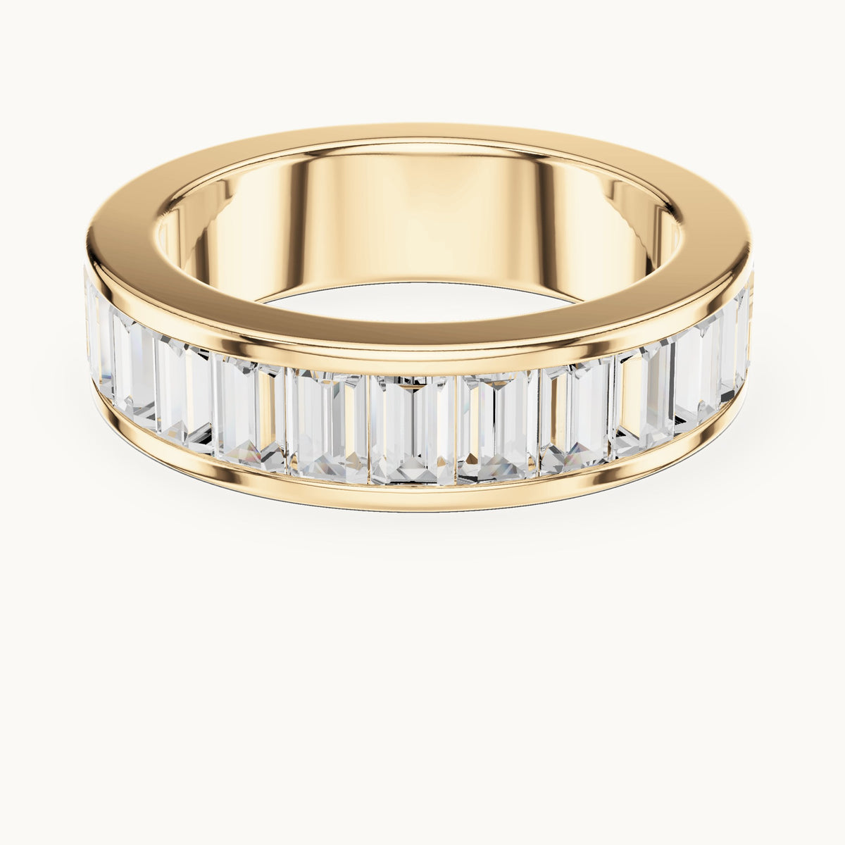 Baguette lab-grown diamond channel-set wide band in yellow gold, 2.20 CT TW, view 4