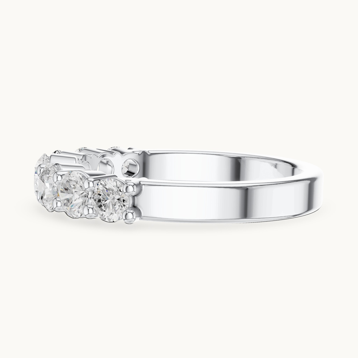 Round lab-grown diamond seven stone band in 14K white gold, 1.09 CT TW, view 3