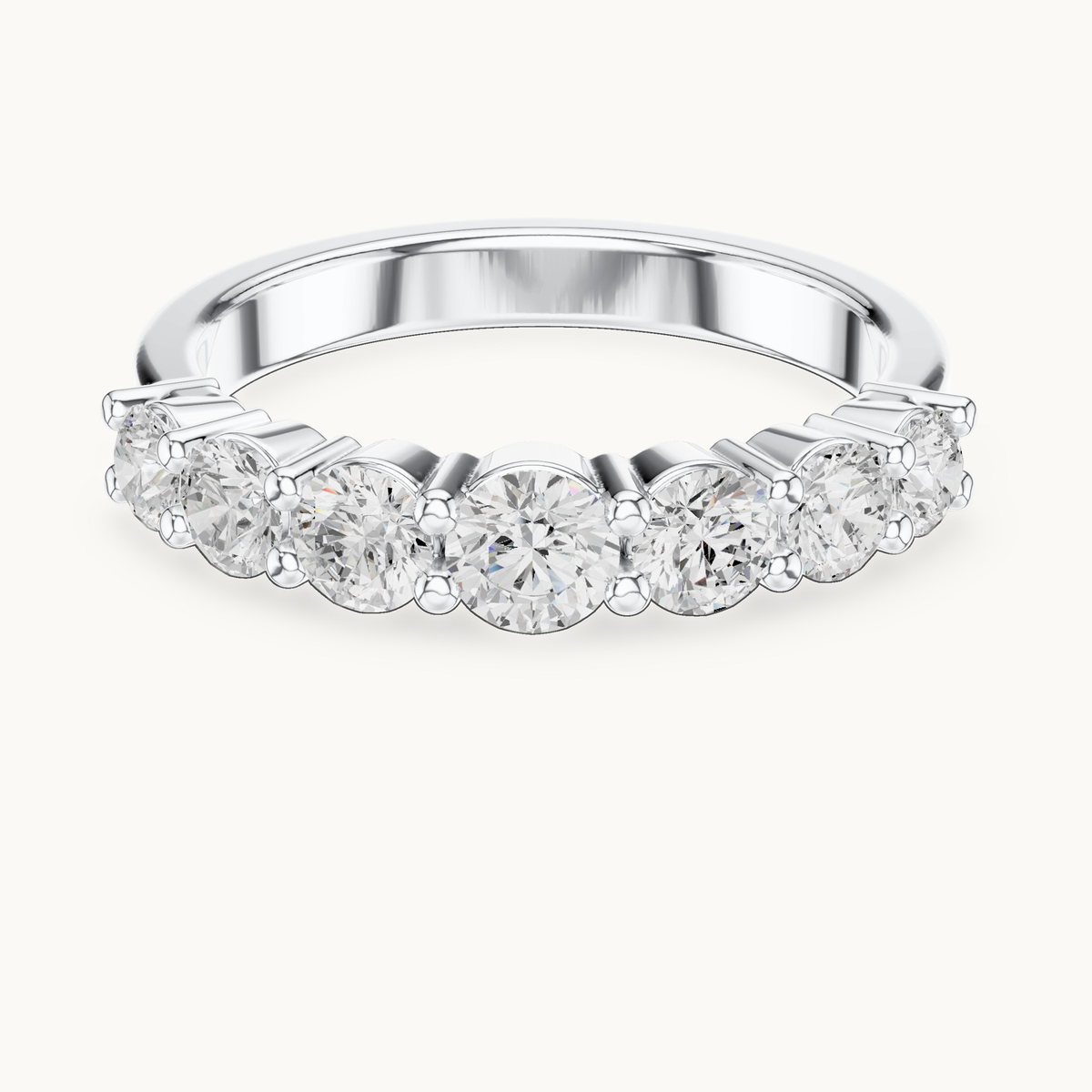 Round lab-grown diamond seven stone band in 14K white gold, 1.09 CT TW, view 4
