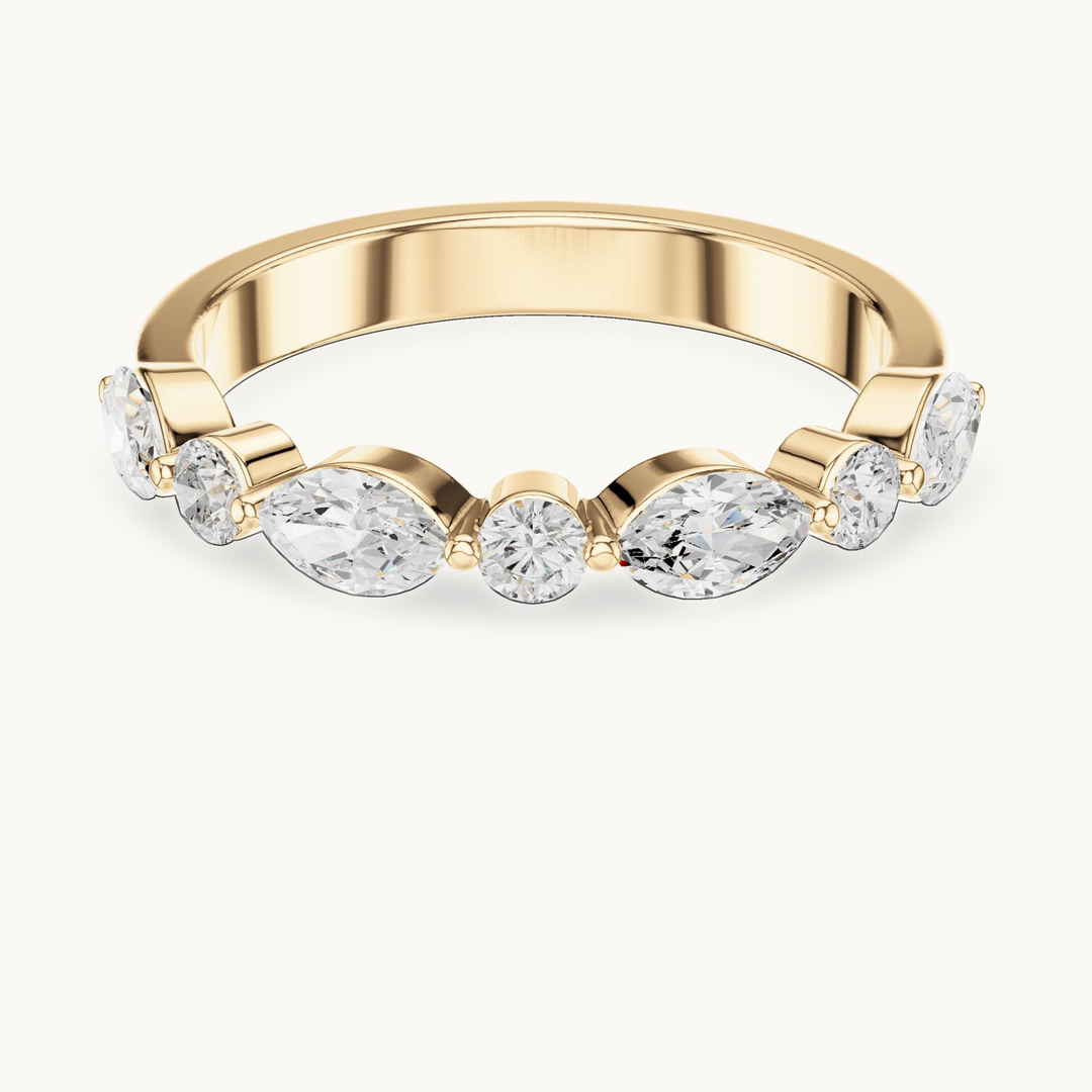 Marquise and round lab-grown diamond seven stone band in 14K yellow gold, 0.78 CT TW, view 4