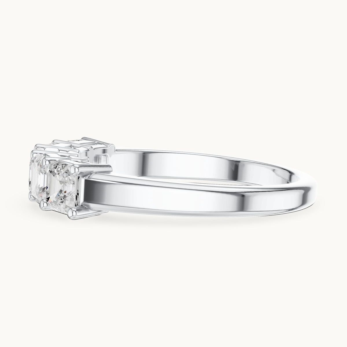 Square emerald-cut lab-grown diamond five stone band in 14K white gold, 1.11 CT TW, view 3