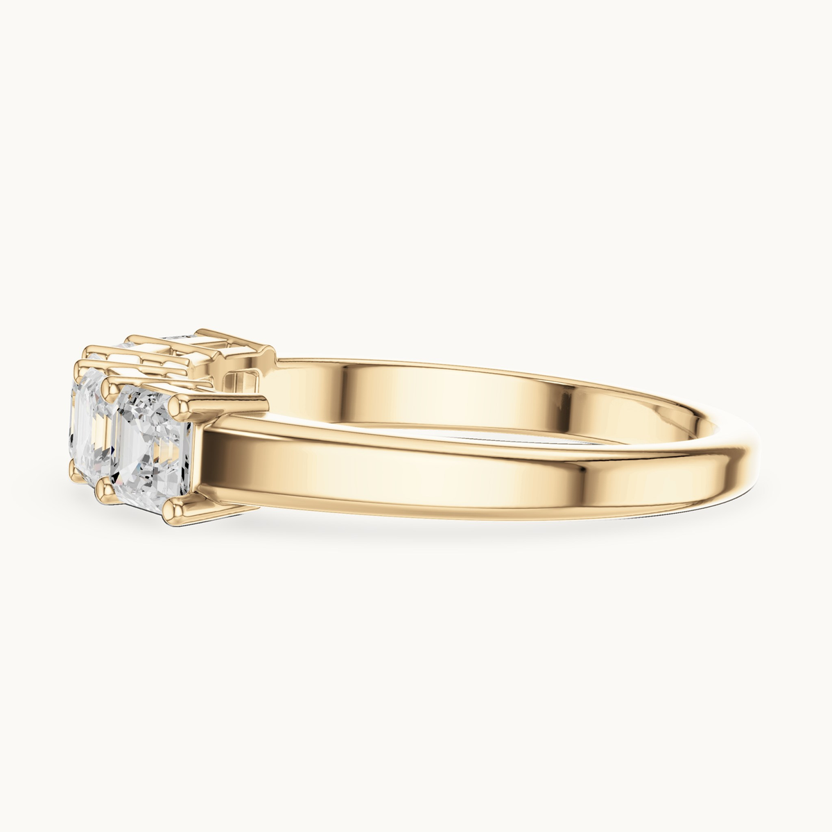Square emerald-cut lab-grown diamond five stone band in 14K yellow gold, 1.11 CT TW, view 3