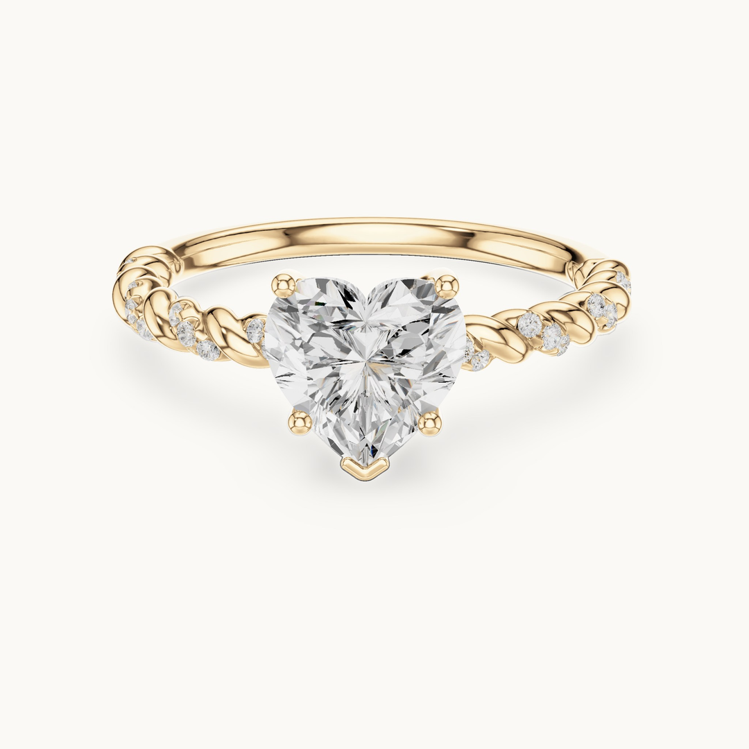 Heart lab-grown diamond engagement ring with twisted rope band in 14K yellow gold, 1.32 CT TW, view 4