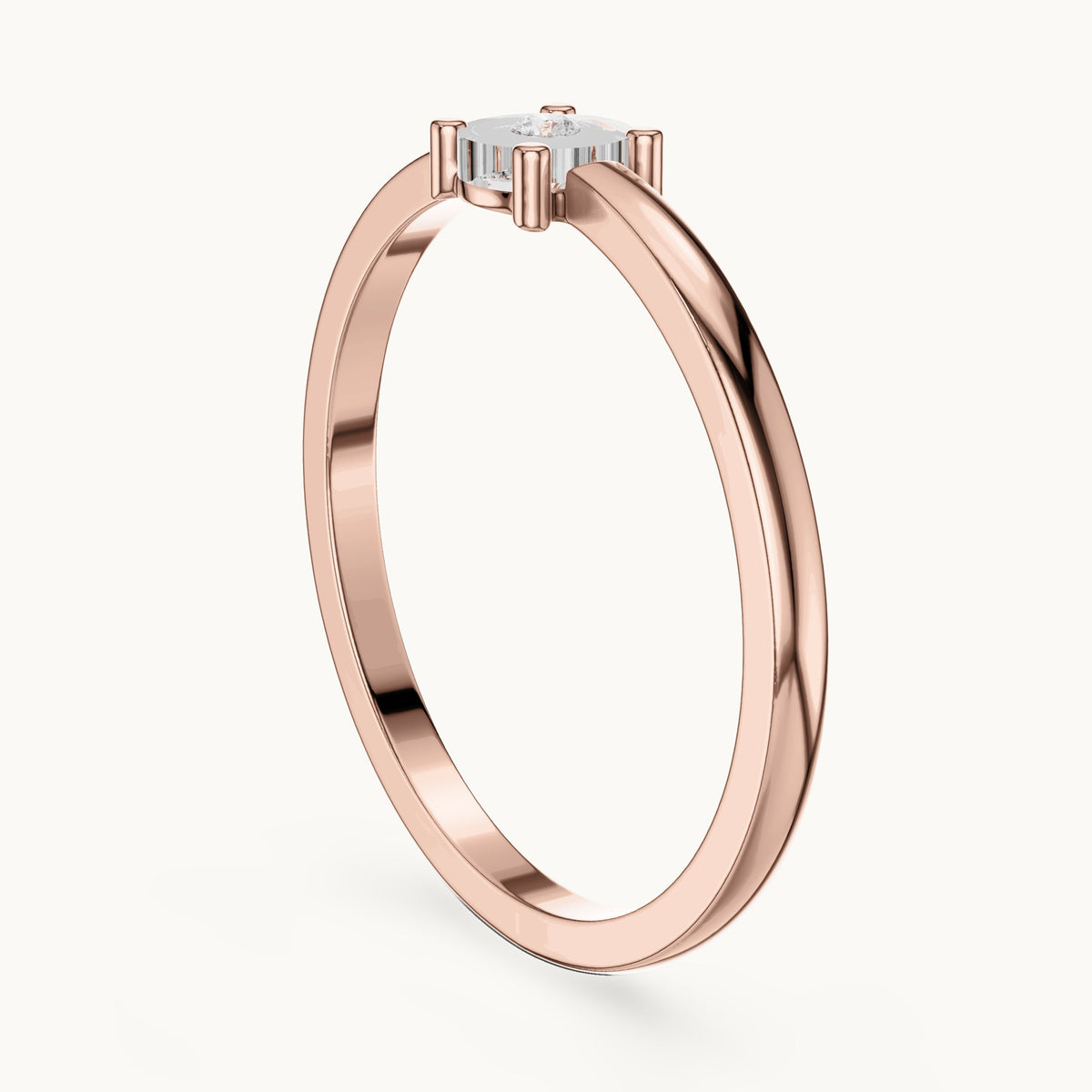 Round lab-grown diamond illusion solitaire ring in rose gold, 0.01 CT TW, view 1