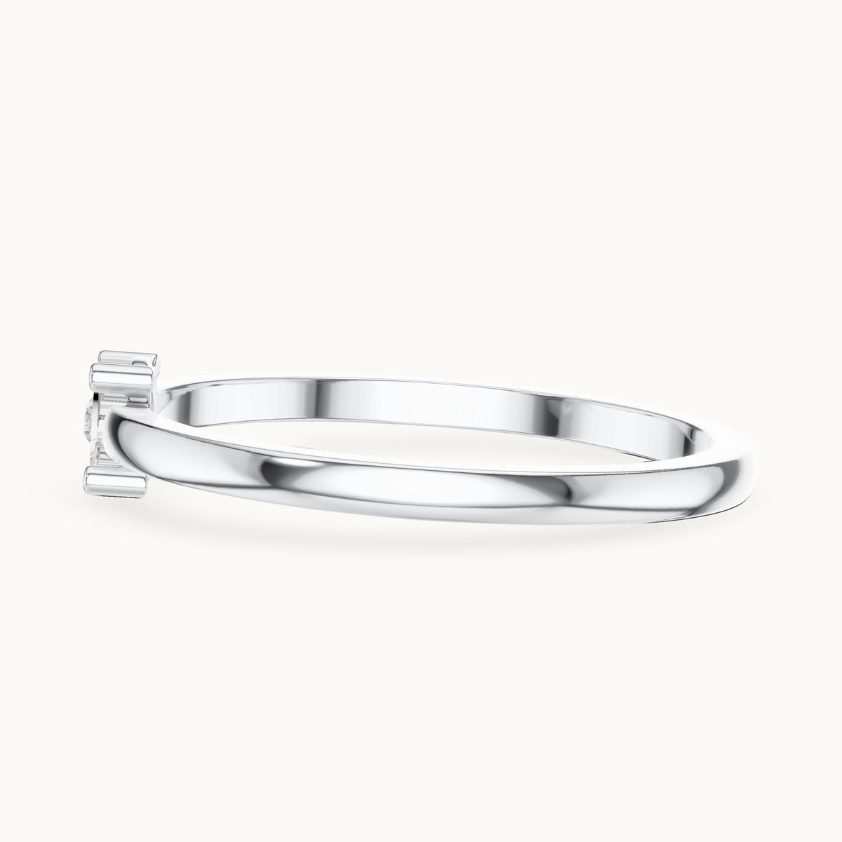 Round lab-grown diamond illusion solitaire ring in white gold, 0.01 CT TW, view 3