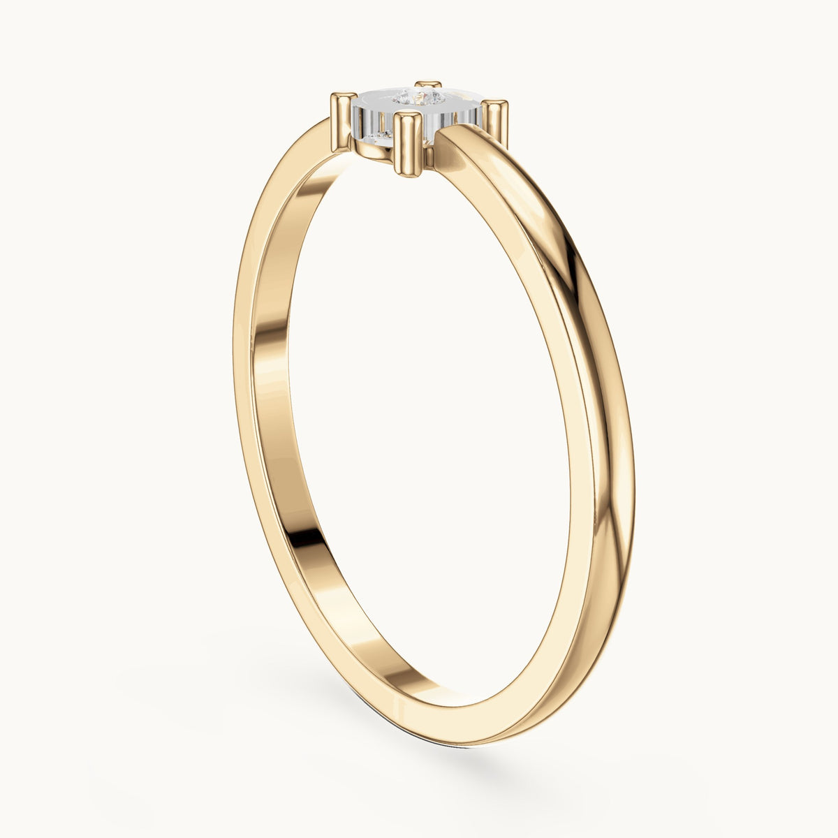 Round lab-grown diamond illusion solitaire ring in yellow gold, 0.01 CT TW, view 1