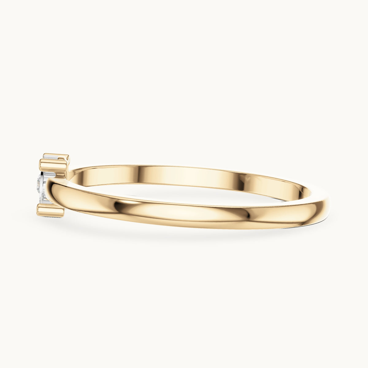 Round lab-grown diamond illusion solitaire ring in yellow gold, 0.01 CT TW, view 3