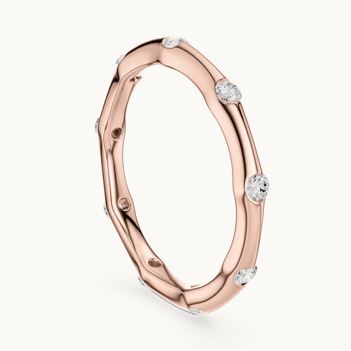 Round lab-grown diamond station band in 14K rose gold, 0.31 CT TW, view 1