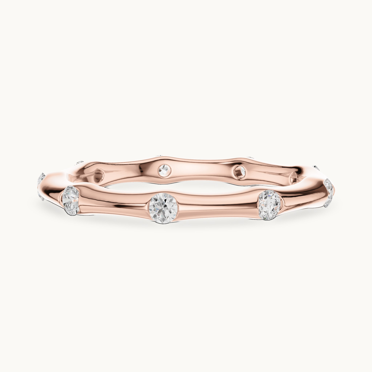 Round lab-grown diamond station band in 14K rose gold, 0.31 CT TW, view 3