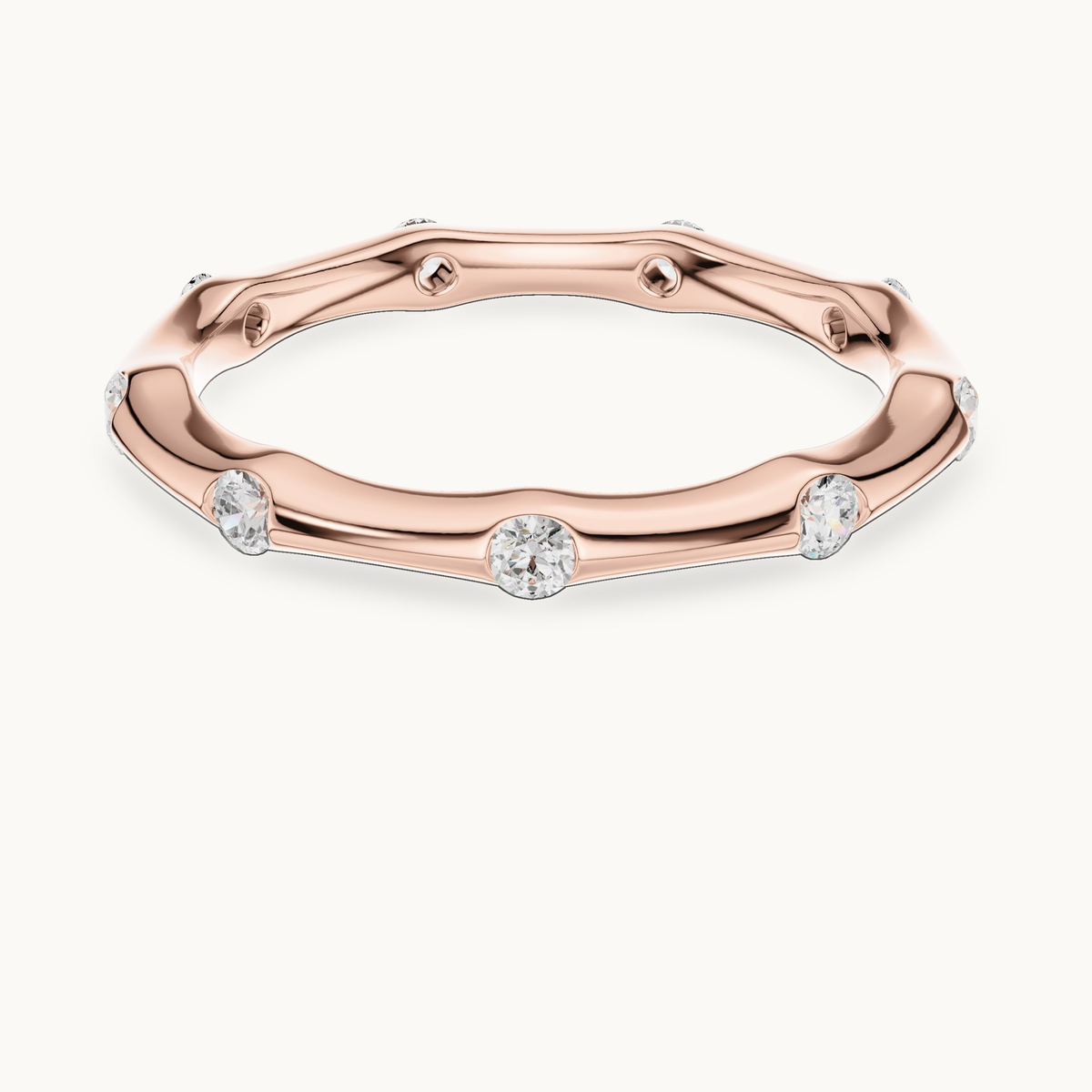 Round lab-grown diamond station band in 14K rose gold, 0.31 CT TW, view 4