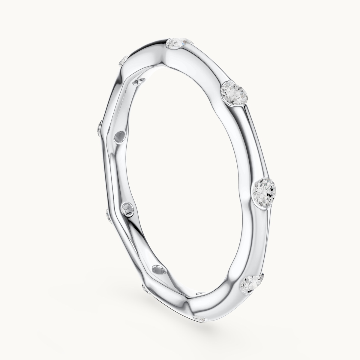 Round lab-grown diamond station band in 14K white gold, 0.31 CT TW, view 1