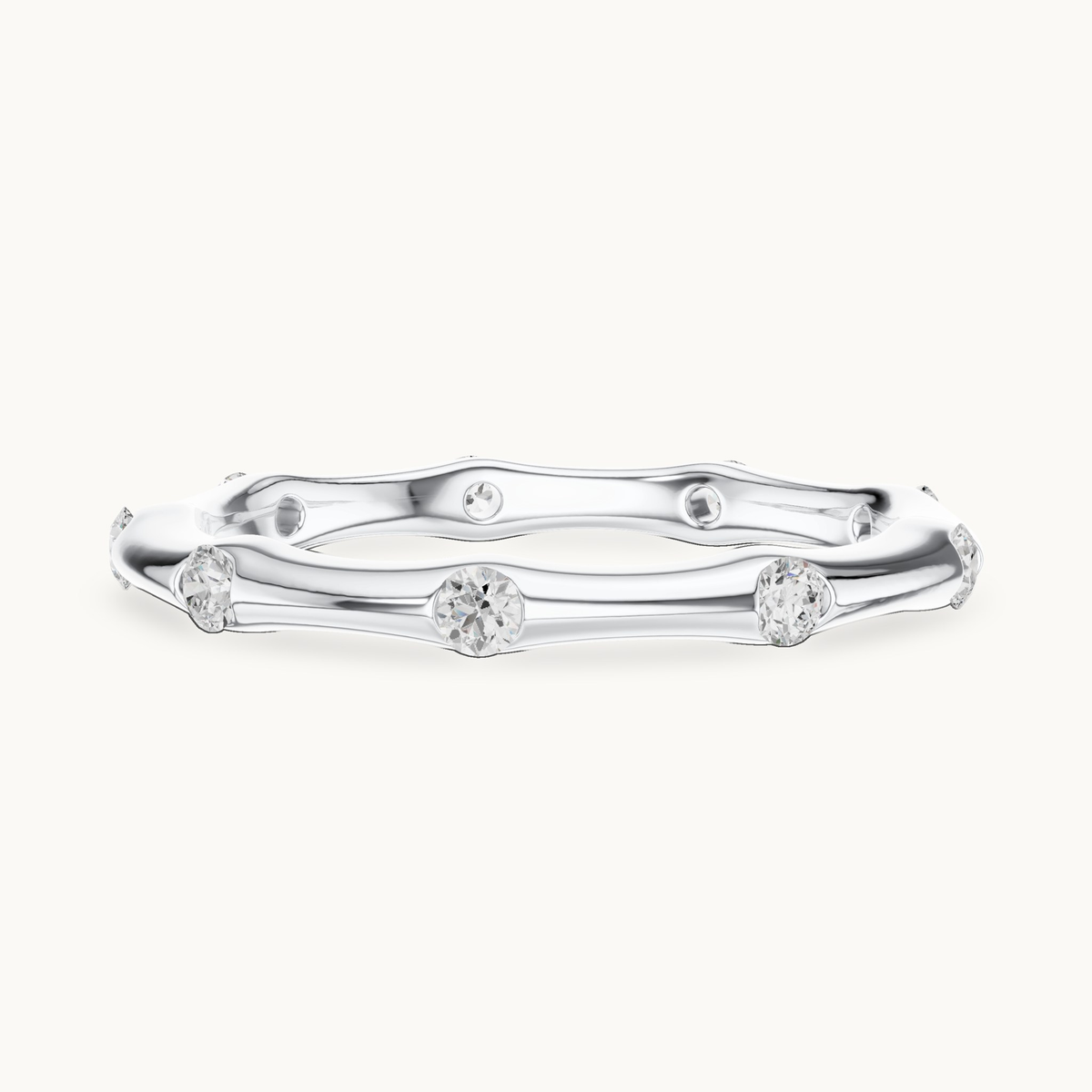 Round lab-grown diamond station band in 14K white gold, 0.31 CT TW, view 3