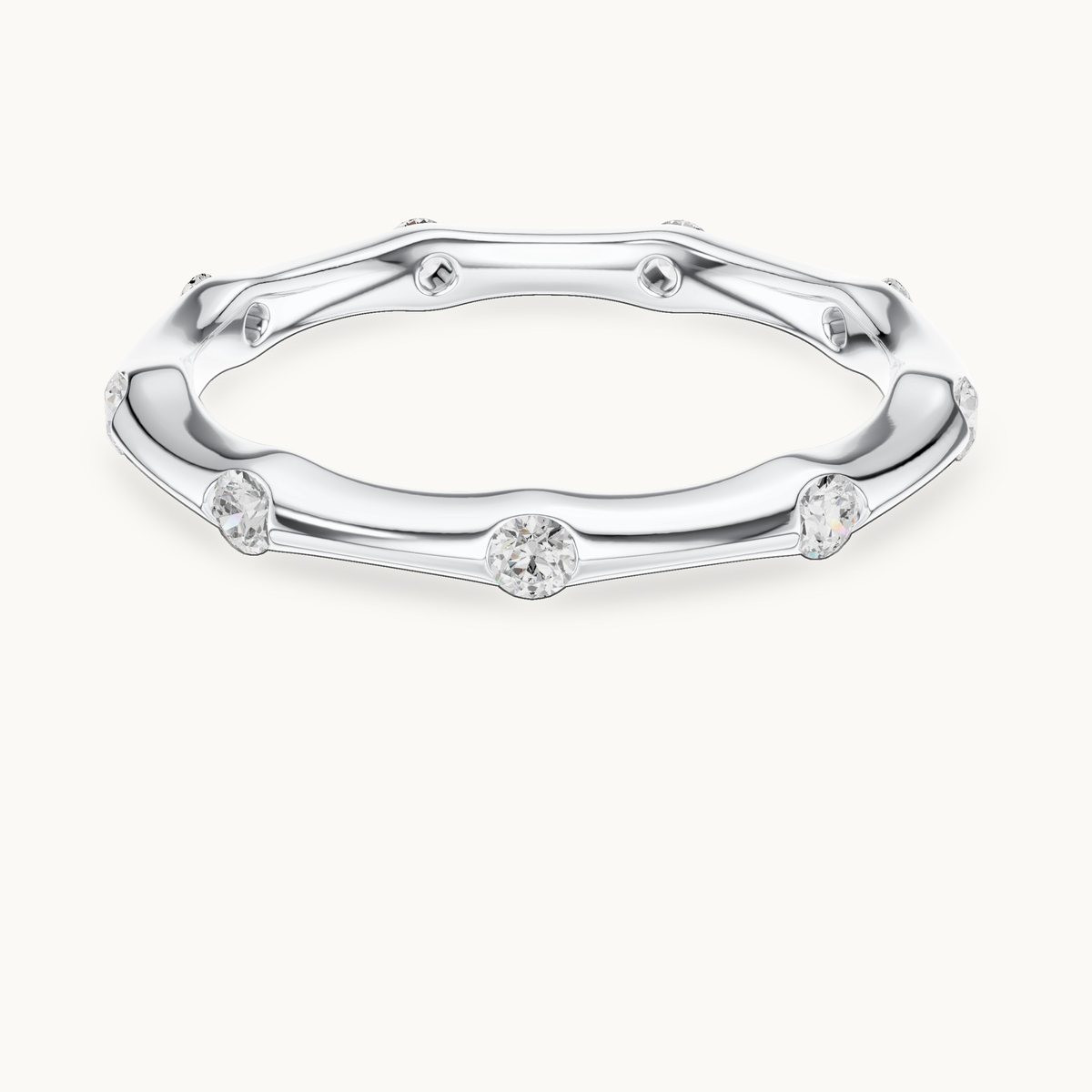 Round lab-grown diamond station band in 14K white gold, 0.31 CT TW, view 4