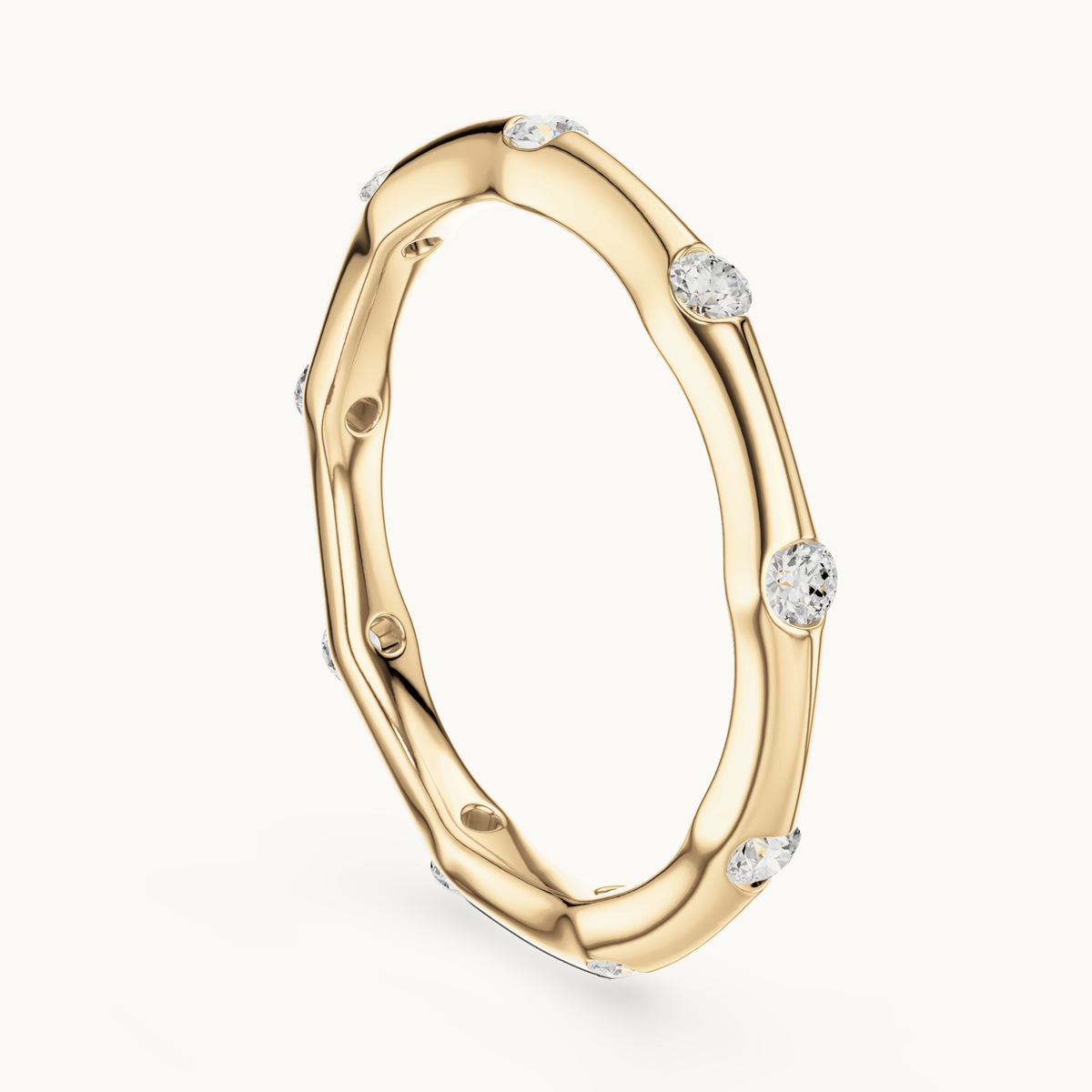 Round lab-grown diamond station band in 14K yellow gold, 0.31 CT TW, view 1