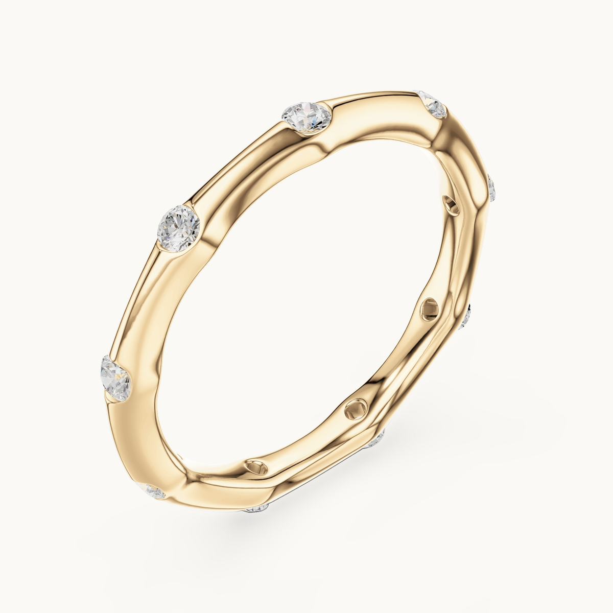 Round lab-grown diamond station band in 14K yellow gold, 0.31 CT TW, view 2