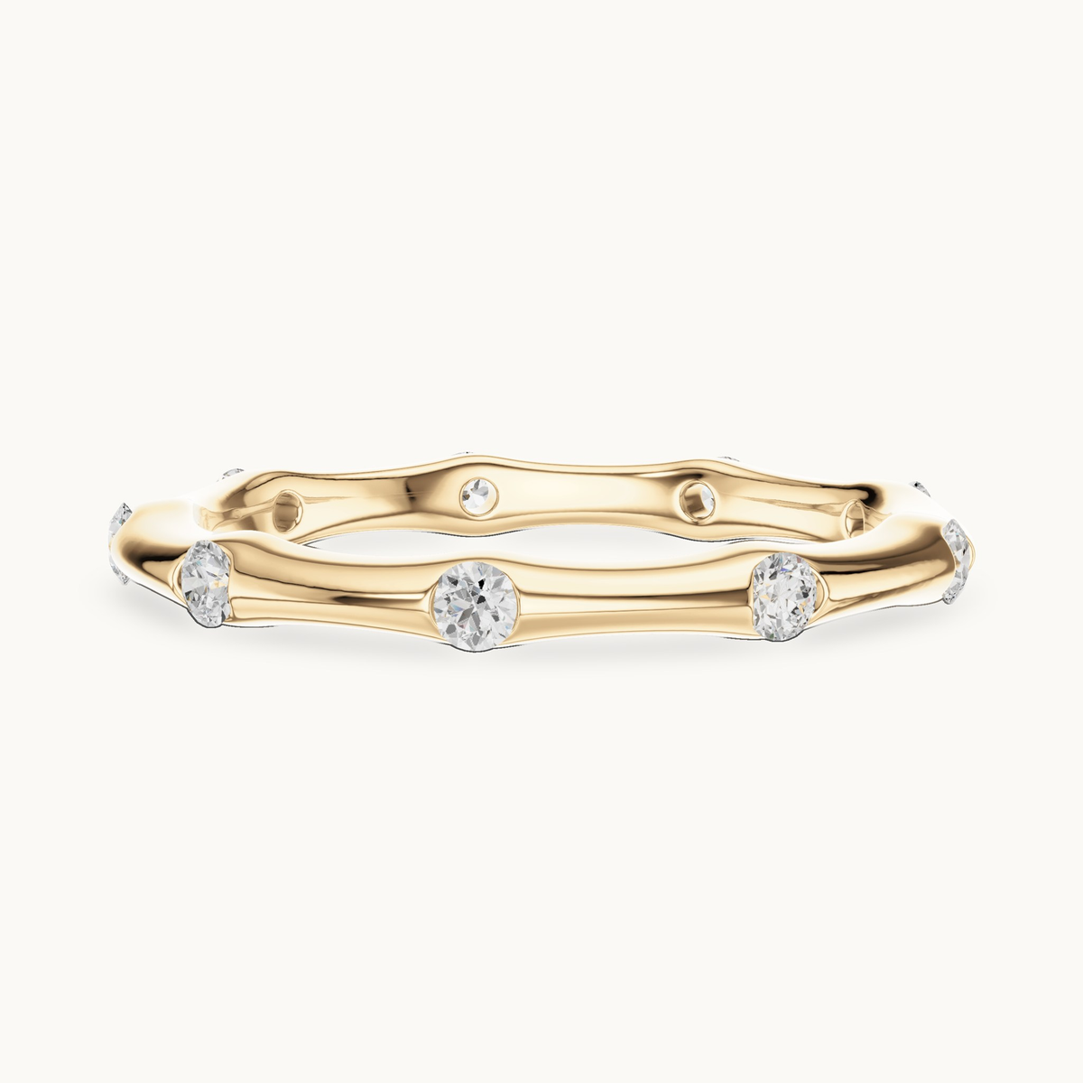 Round lab-grown diamond station band in 14K yellow gold, 0.31 CT TW, view 3