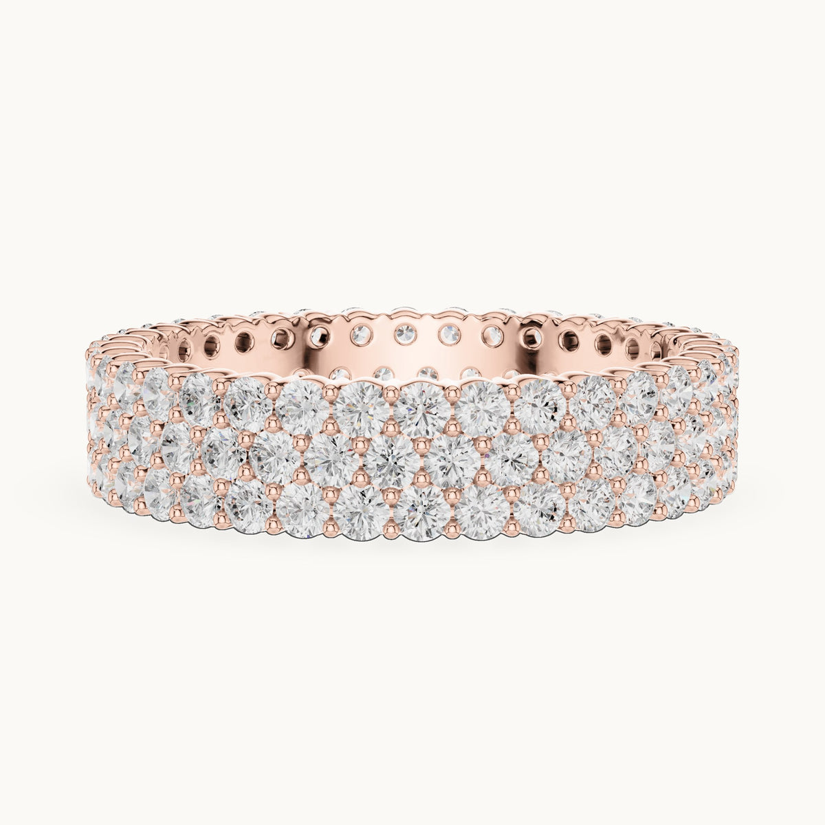 Round lab-grown diamond wide pavé full eternity band in rose gold, 1.944 CT TW, view 3