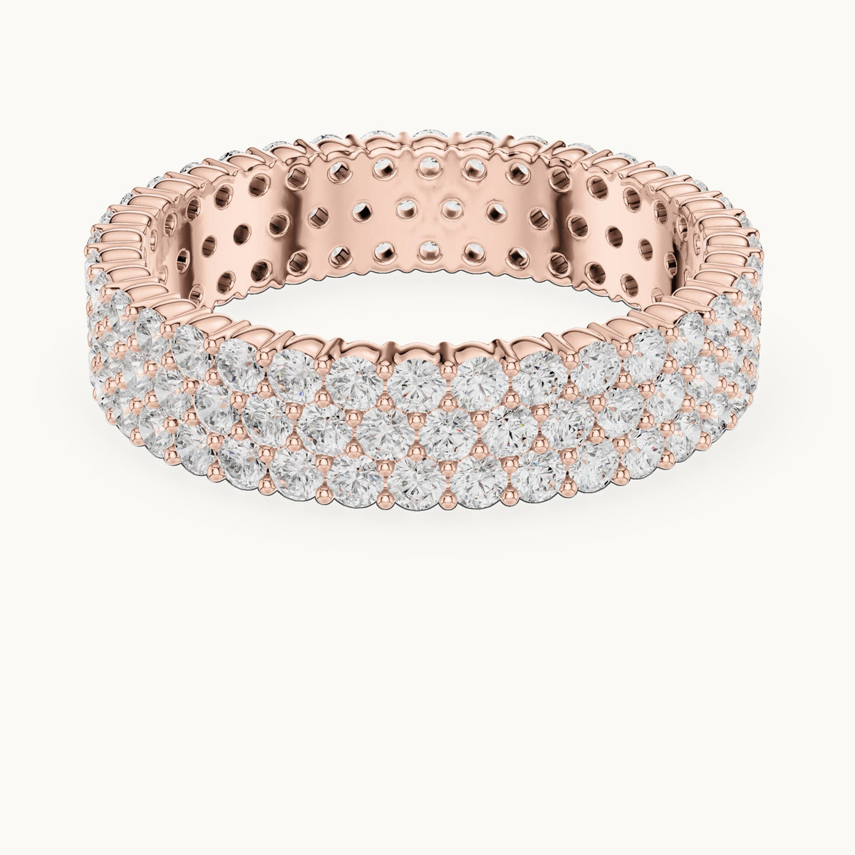 Round lab-grown diamond wide pavé full eternity band in rose gold, 1.944 CT TW, view 4