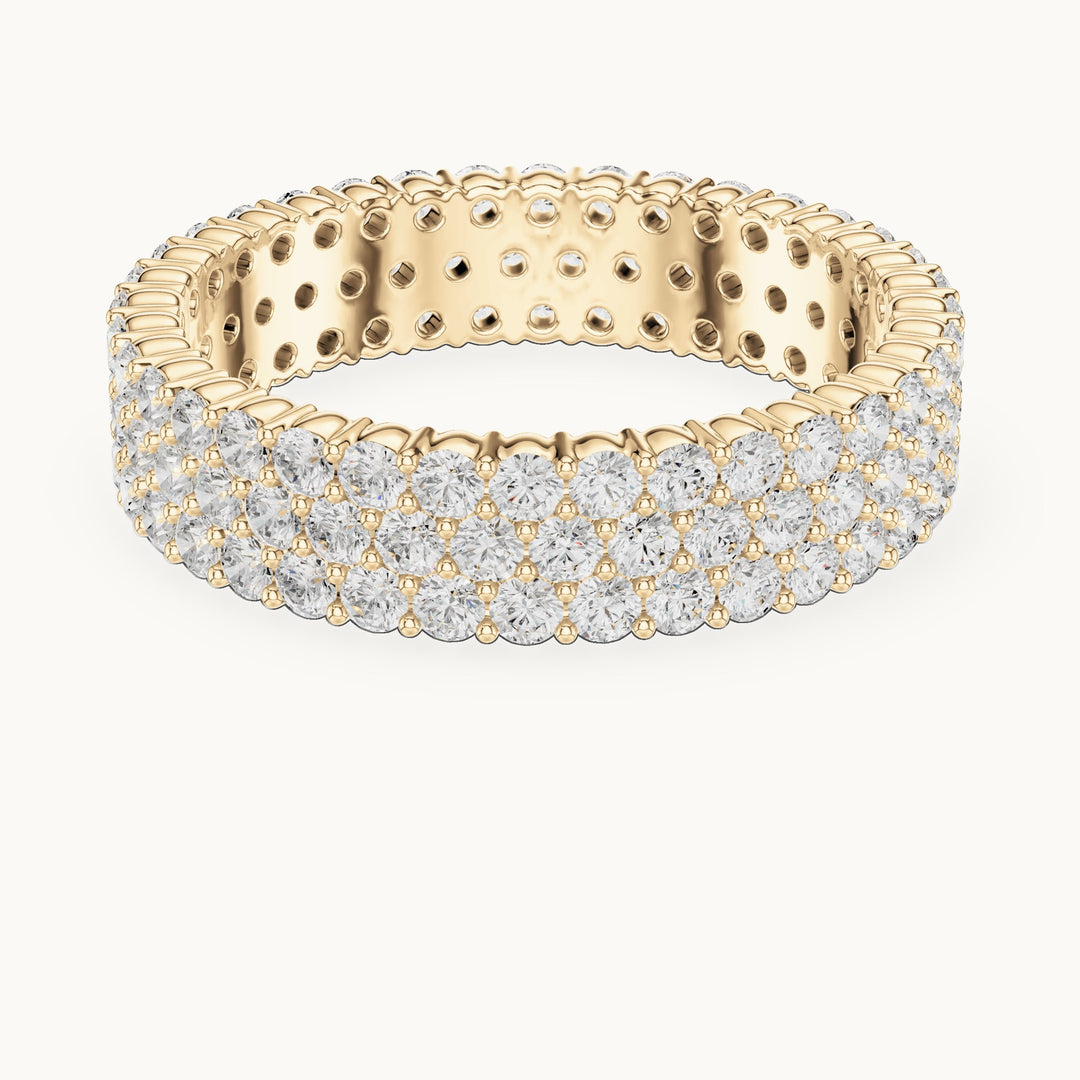 Round lab-grown diamond wide pavé full eternity band in yellow gold, 1.944 CT TW, view 4