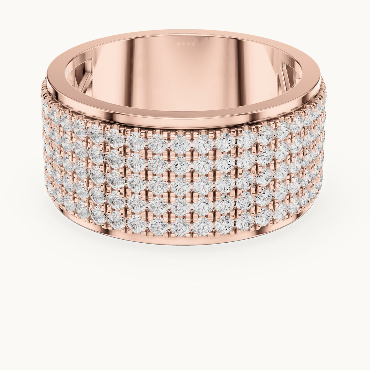 Round lab-grown diamond wide pavé band in rose gold, 2.25 CT TW, view 4