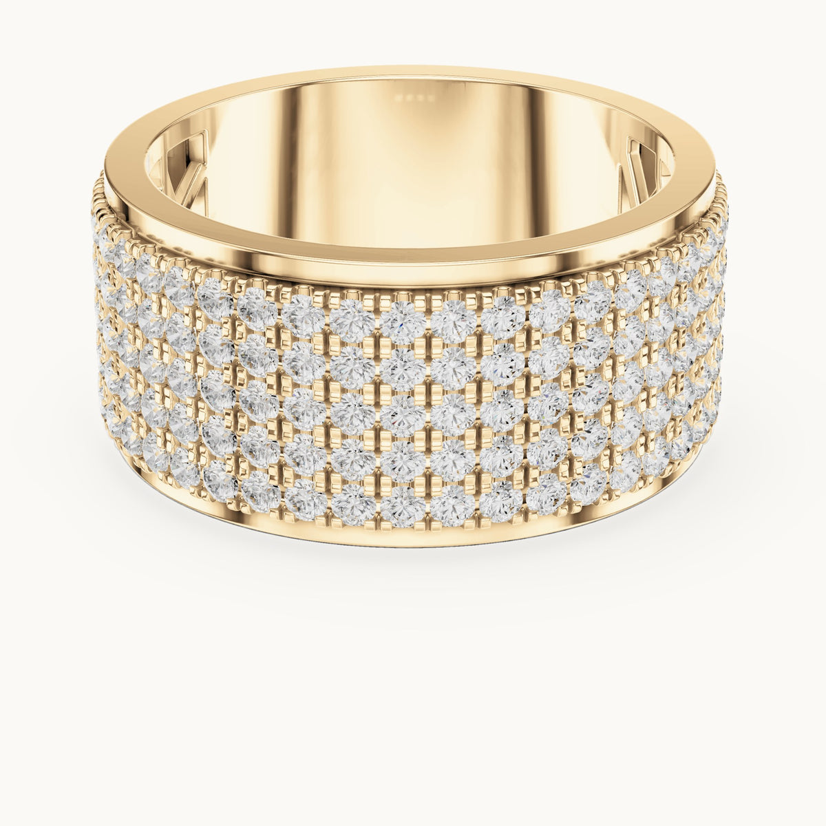 Round lab-grown diamond wide pavé band in yellow gold, 2.25 CT TW, view 4