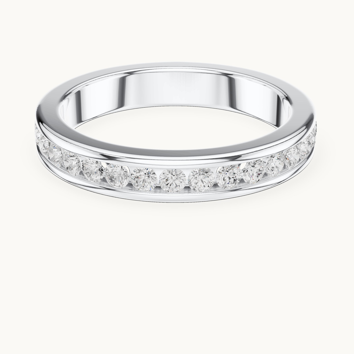 Round lab-grown diamond channel set band in 14K white gold, 0.51 CT TW, view 4