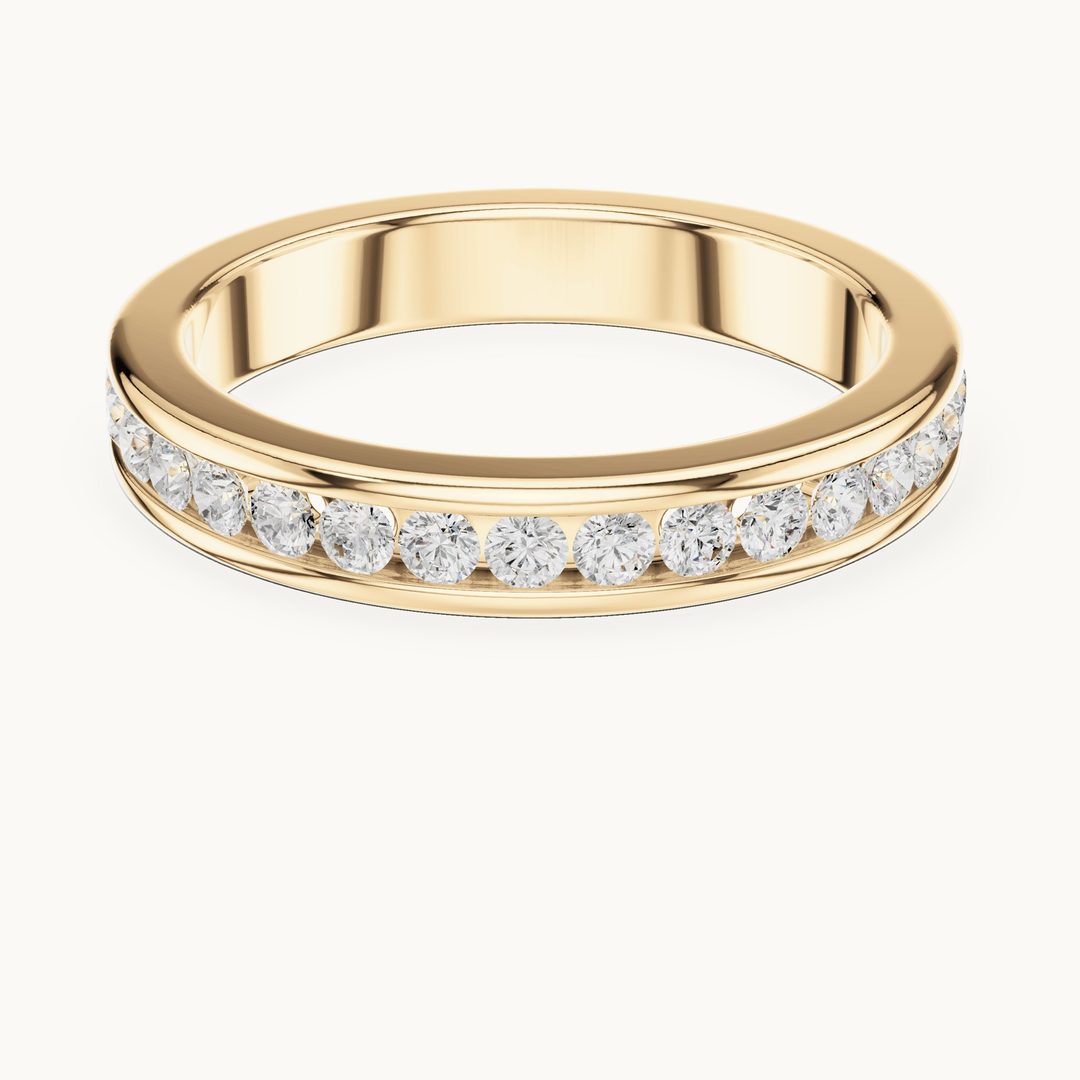 Round lab-grown diamond channel set band in 14K yellow gold, 0.51 CT TW, view 4