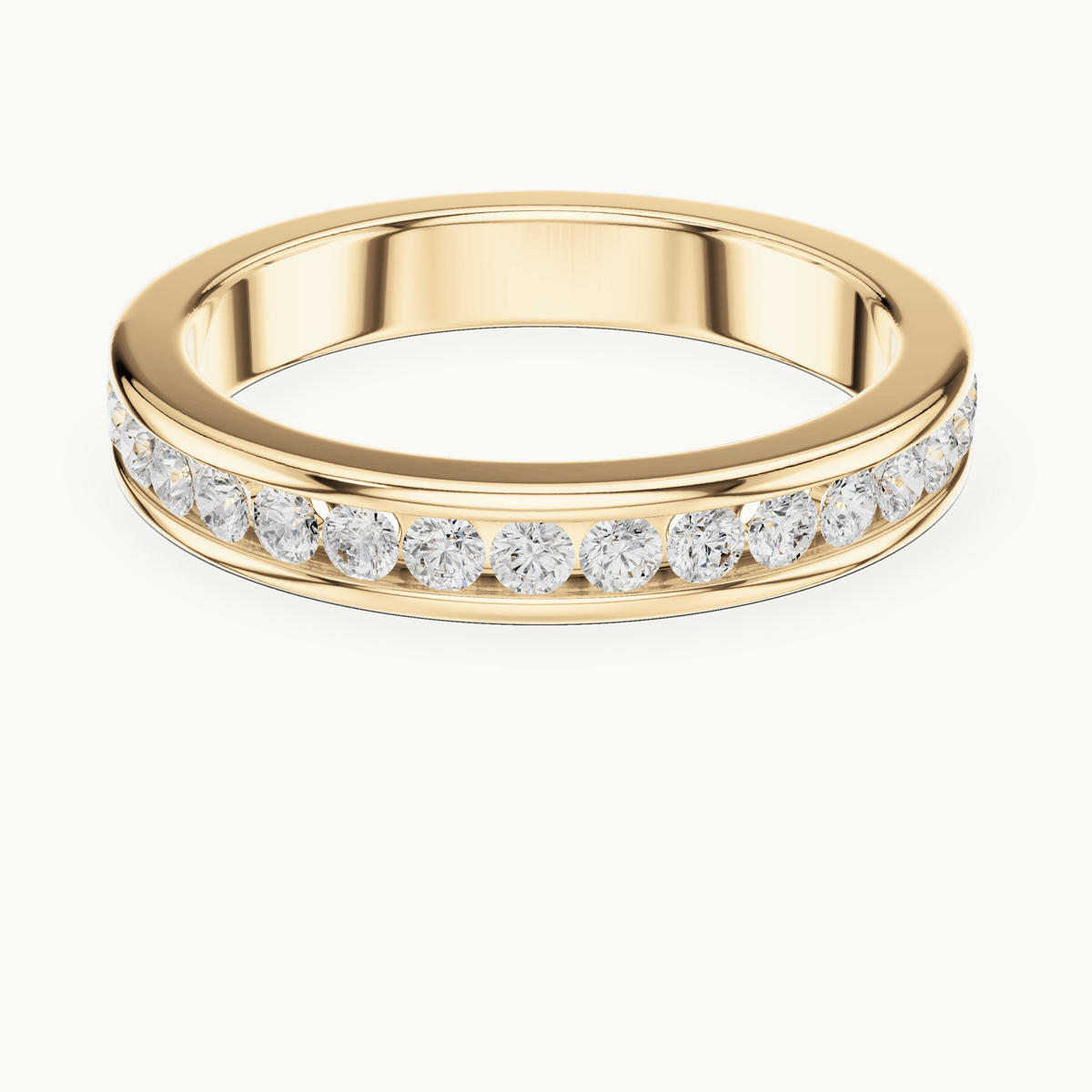 Round lab-grown diamond channel set band in 14K yellow gold, 0.51 CT TW, view 4
