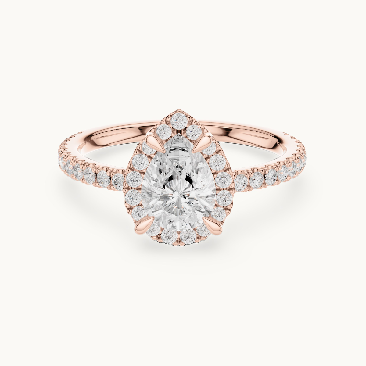 Pear lab-grown diamond halo engagement ring in 14K rose gold, 1.41 CT TW, view 4