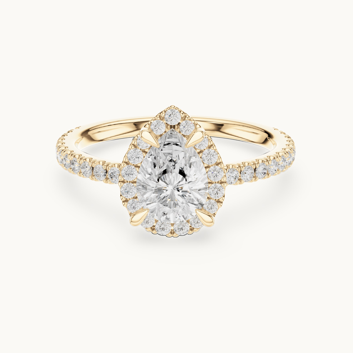 Pear lab-grown diamond halo engagement ring in 14K yellow gold, 1.41 CT TW, view 4