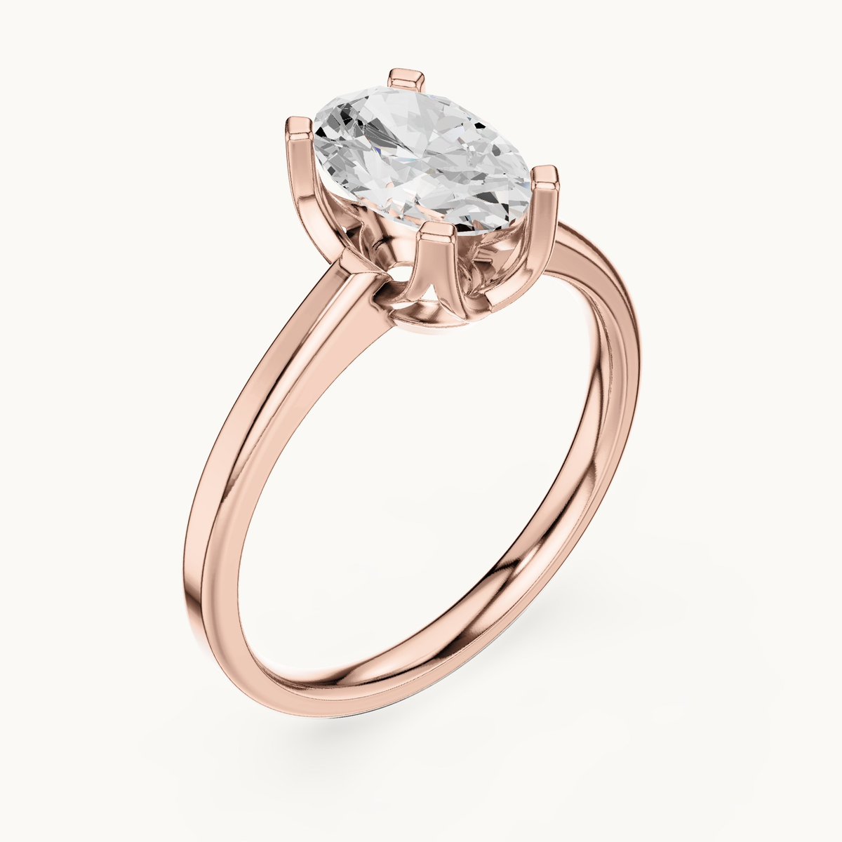 Oval lab-grown diamond solitaire engagement ring in 14K rose gold, 1.40 CT TW, view 2