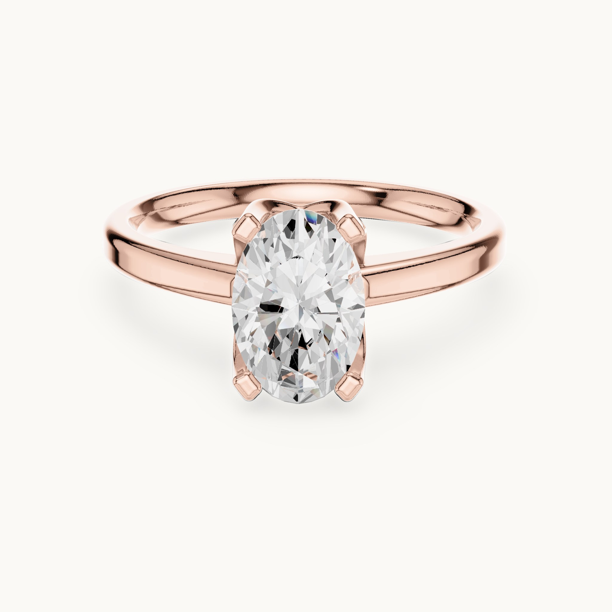 Oval lab-grown diamond solitaire engagement ring in 14K rose gold, 1.40 CT TW, view 4