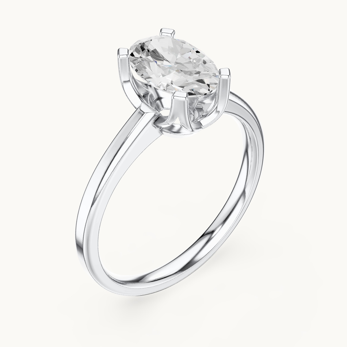Oval lab-grown diamond solitaire engagement ring in 14K white gold, 1.40 CT TW, view 2